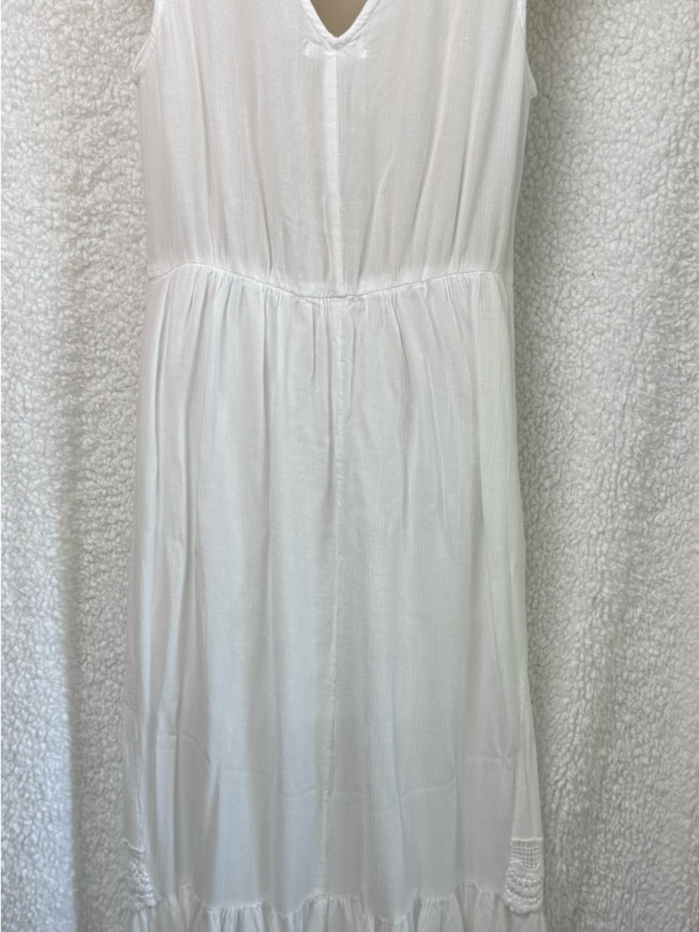 Bailey Blue 100% Rayon Sleeveless Lined White Crochet-Detail Maxi Dress Sz M - Picture 5 of 11